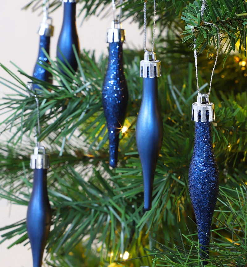 Christmas ConceptsÂ® Pack of 15-8.5cm, 85mm (3.4") Droplet Baubles - Matte & Glitter Design - Christmas Ornaments (Midnight Blue) - Image 2
